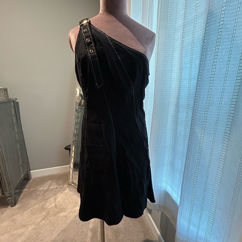 Anthropologie Black one shoulder dress - Picture 2 of 10